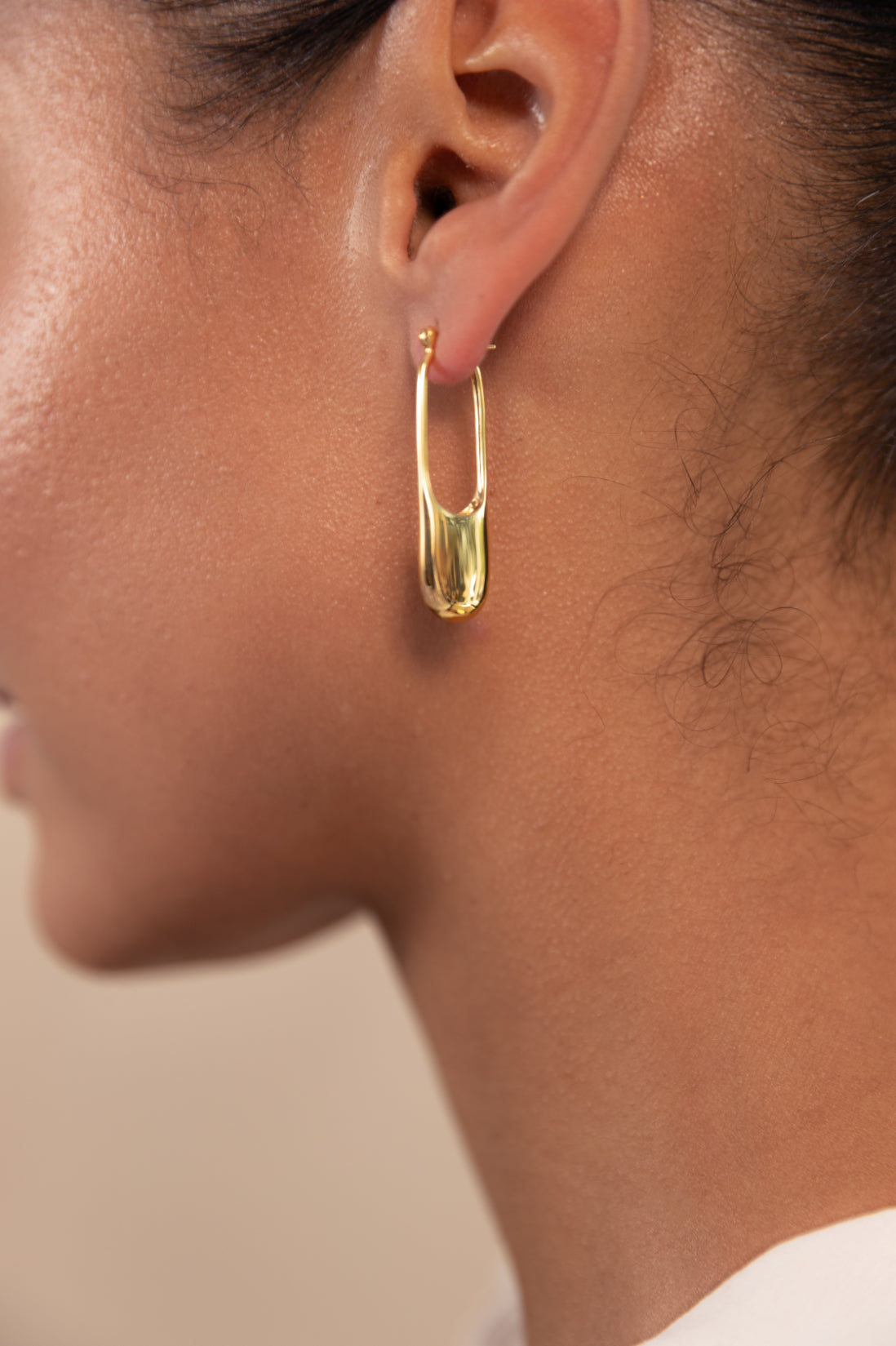 Streamline Long Hoops Minimalist Gold Earrings