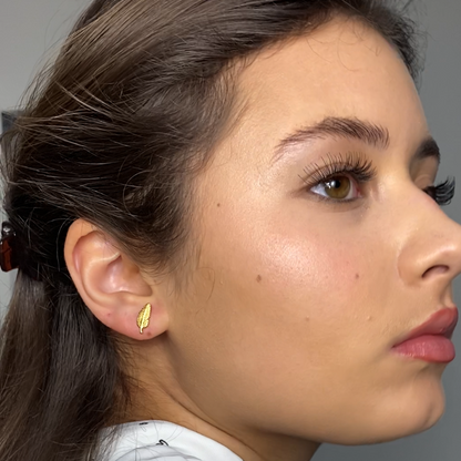 Gold Leaf Stud Earrings