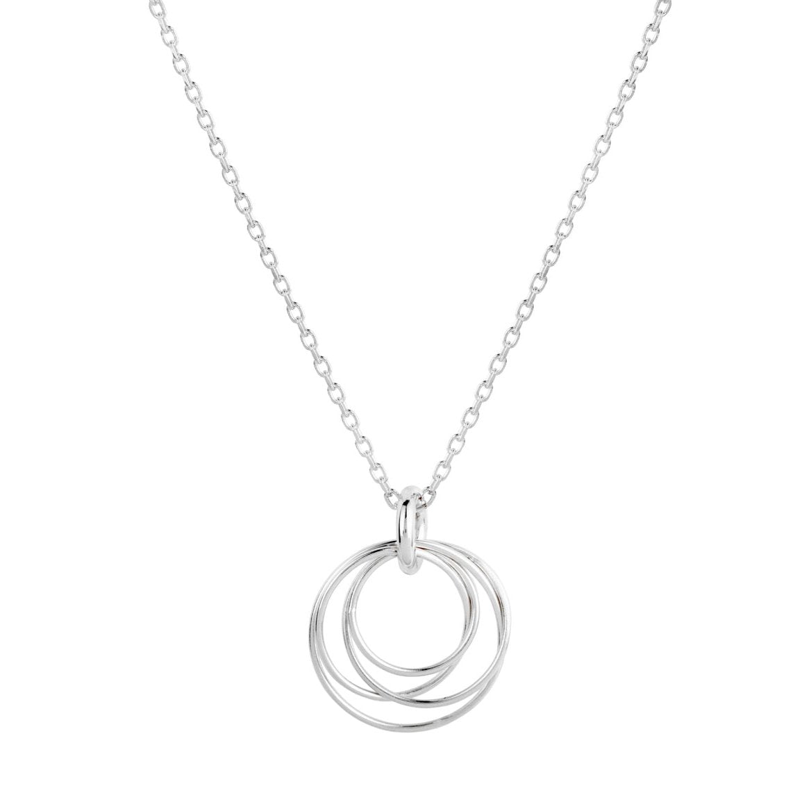 Hoop Cluster Rings Sterling Silver Chain Necklace