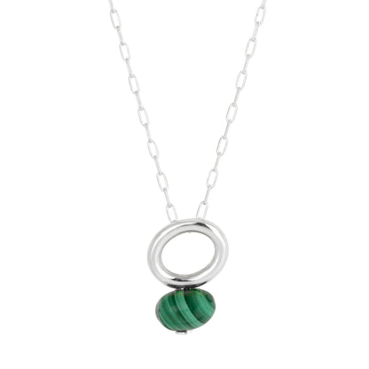 Malachite Silver Halo Necklace