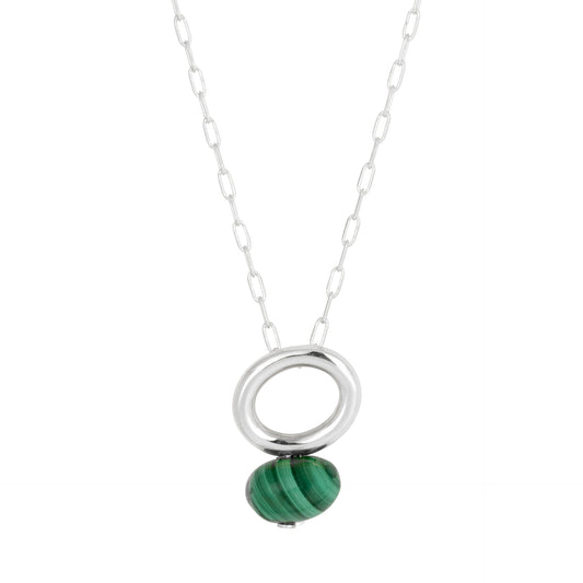 Malachite Silver Halo Necklace