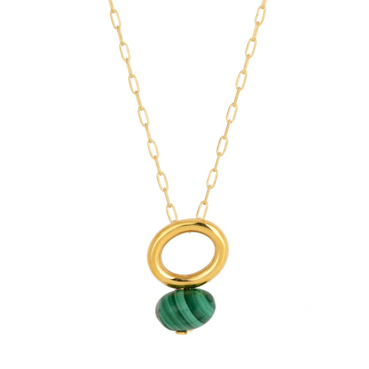 Malachite Gold Halo Necklace