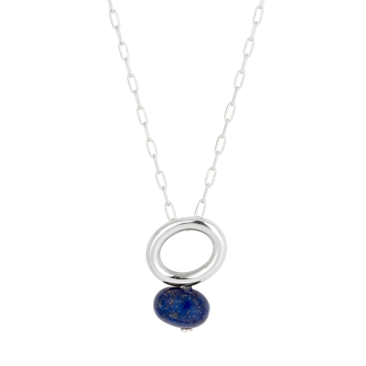 Lapis Silver Halo Necklace