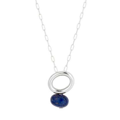 Lapis Silver Halo Necklace