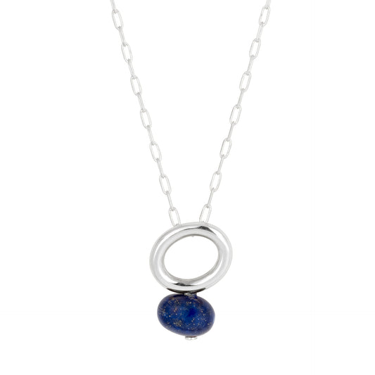 Lapis Silver Halo Necklace