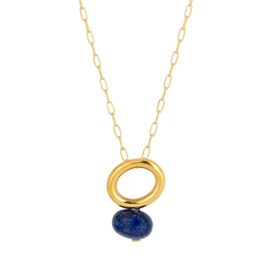 Lapis Gold Halo Necklace