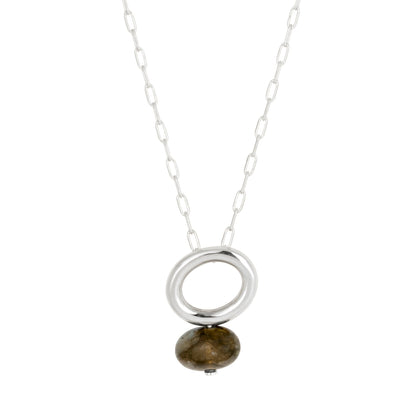 Labradorite Silver Halo Necklace