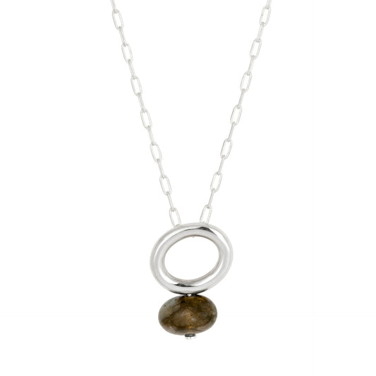 Labradorite Silver Halo Necklace