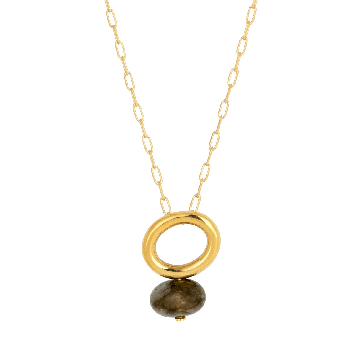 Labradorite Gold Halo Necklace