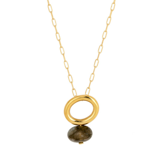 Labradorite Gold Halo Necklace