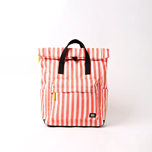 Canfield Medium Backpack in Coral Stripe Canvas