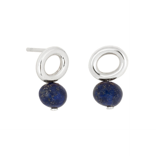 Lapis Silver Halo Earring