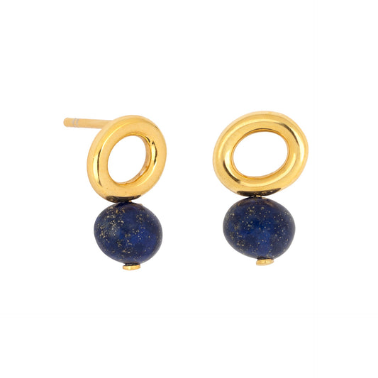 Lapis Gold Halo Earring