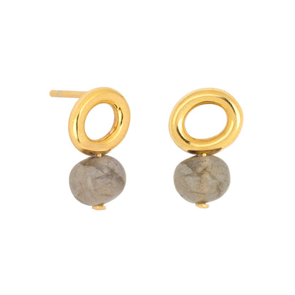 Labradorite Gold Halo Earring