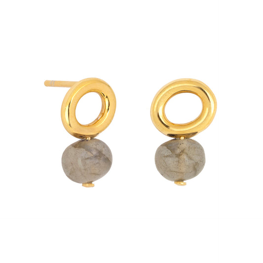 Labradorite Gold Halo Earring