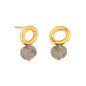 Labradorite Gold Halo Earring