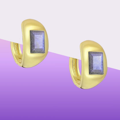 Gold Labradorite Hoops