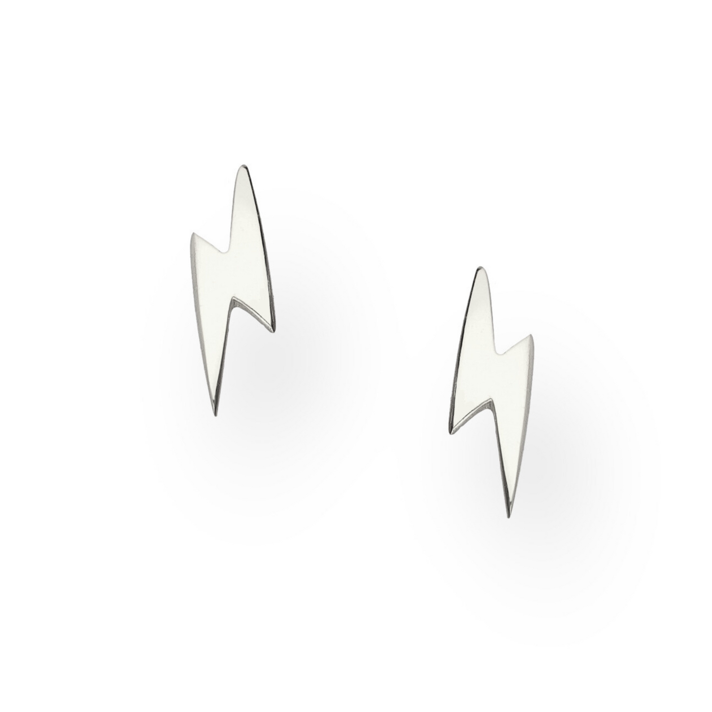 Lightening Bolt Silver Stacker Stud Earrings