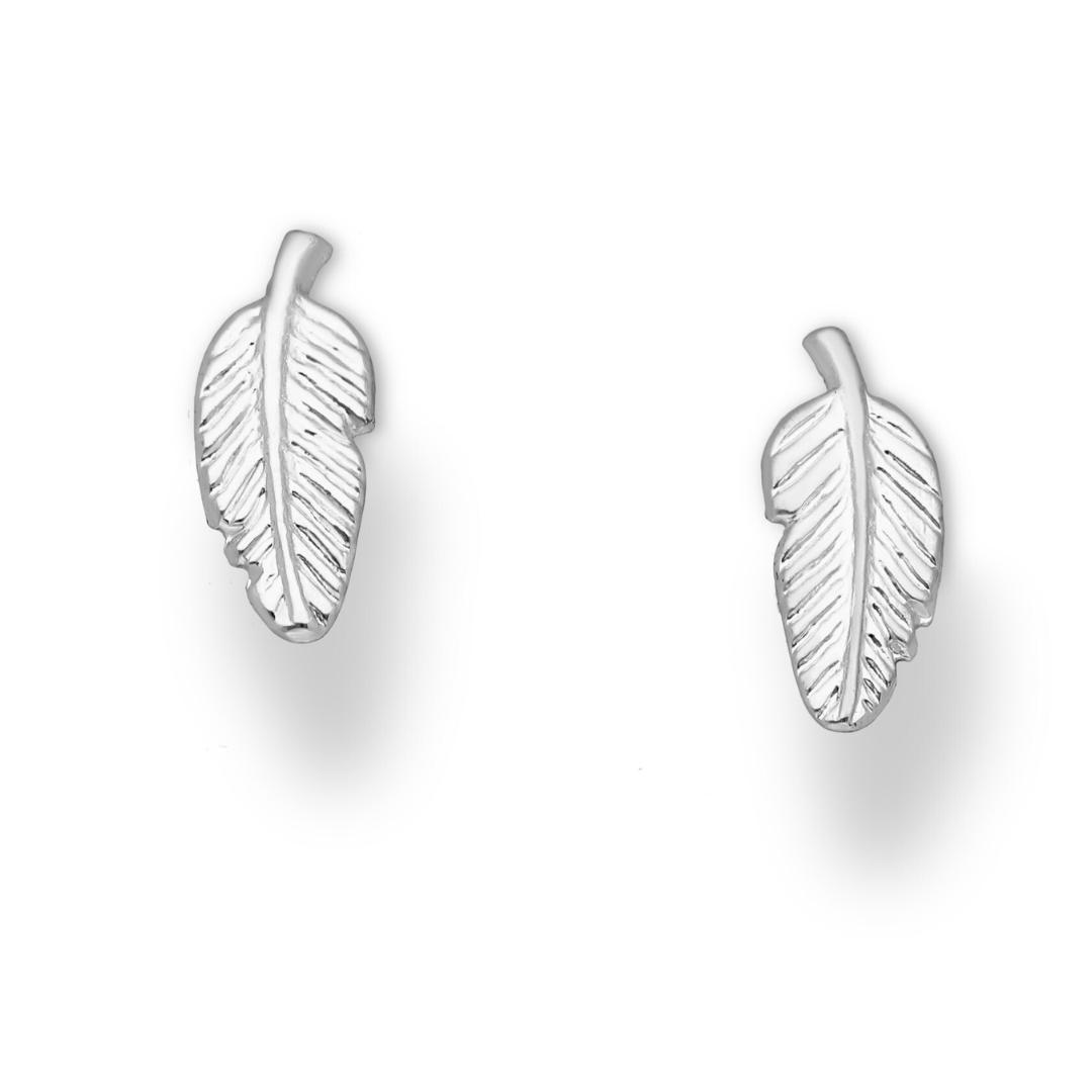 Silver Leaf Stud Earrings