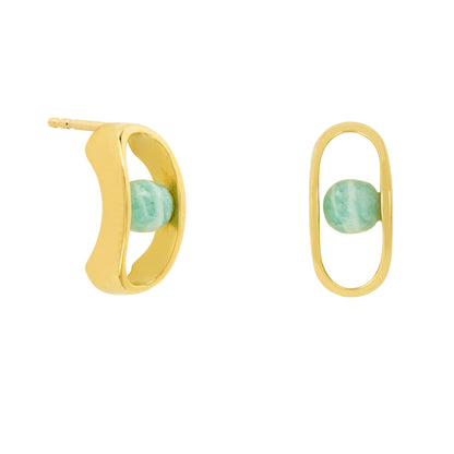 Amazonite Stud Earrings Gold