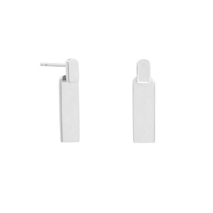 Minimal Rectangle Link Studs Silver