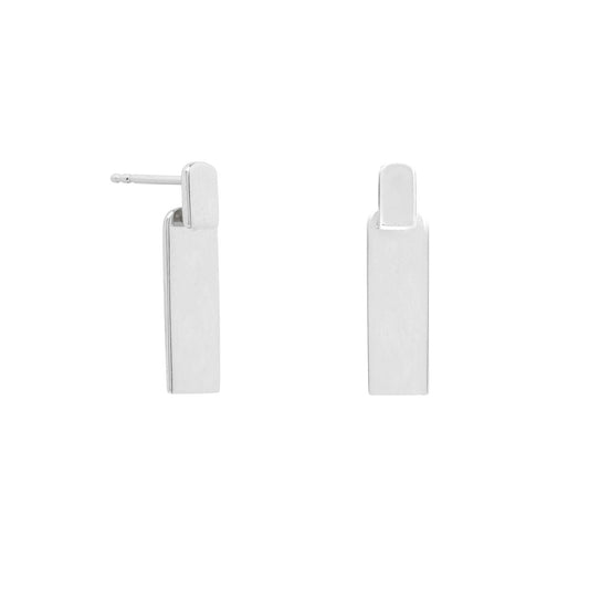 Minimal Rectangle Link Studs Silver