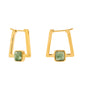 Gold Deco Square Agate Hoops