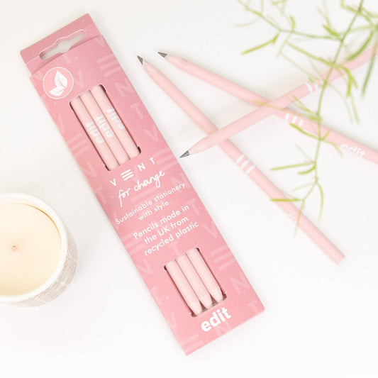 Pencils Pack of 3 recycled - EDIT Powder Pink