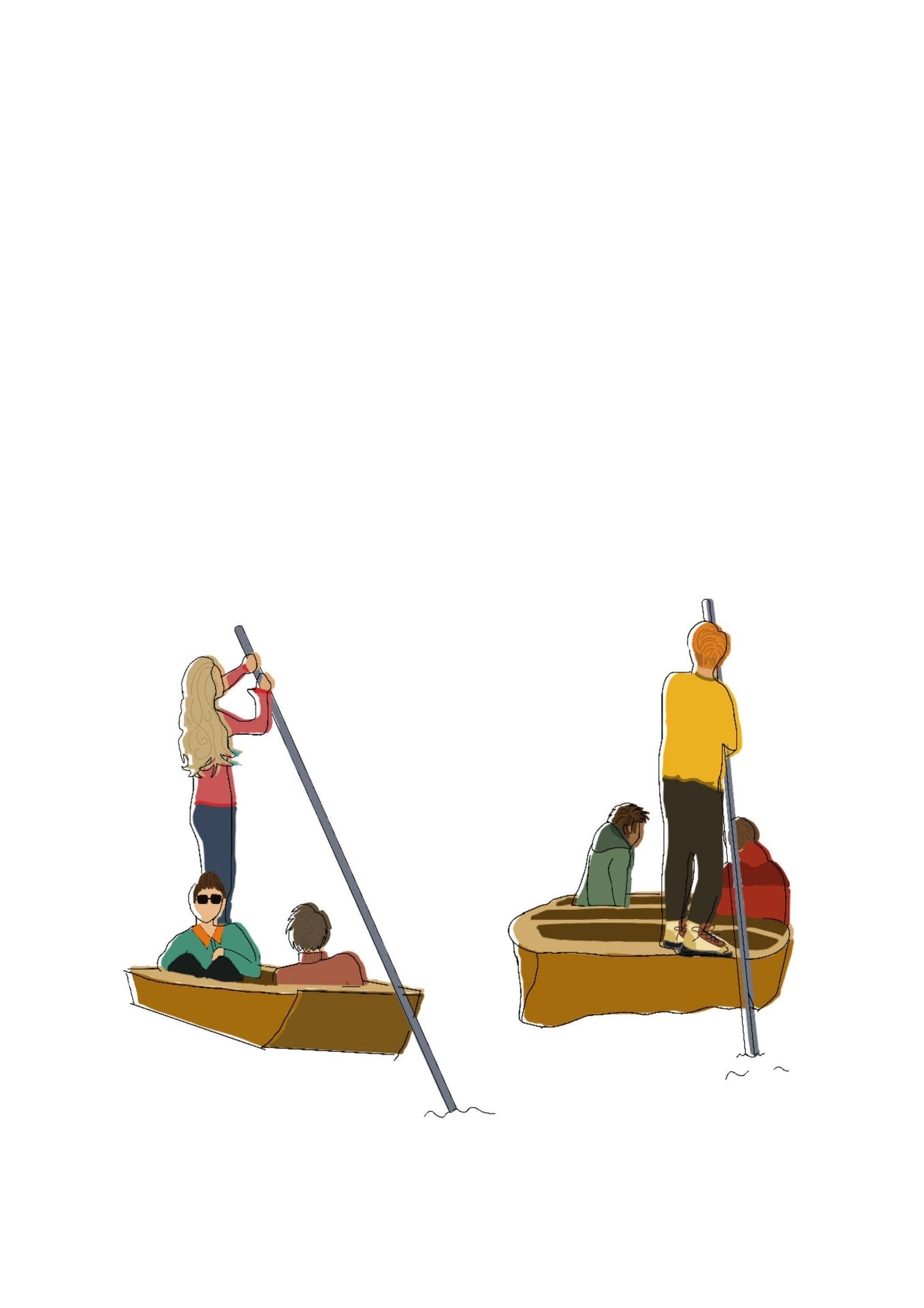 Cambridge England UK Art Print “Cambridge Punters”: A3