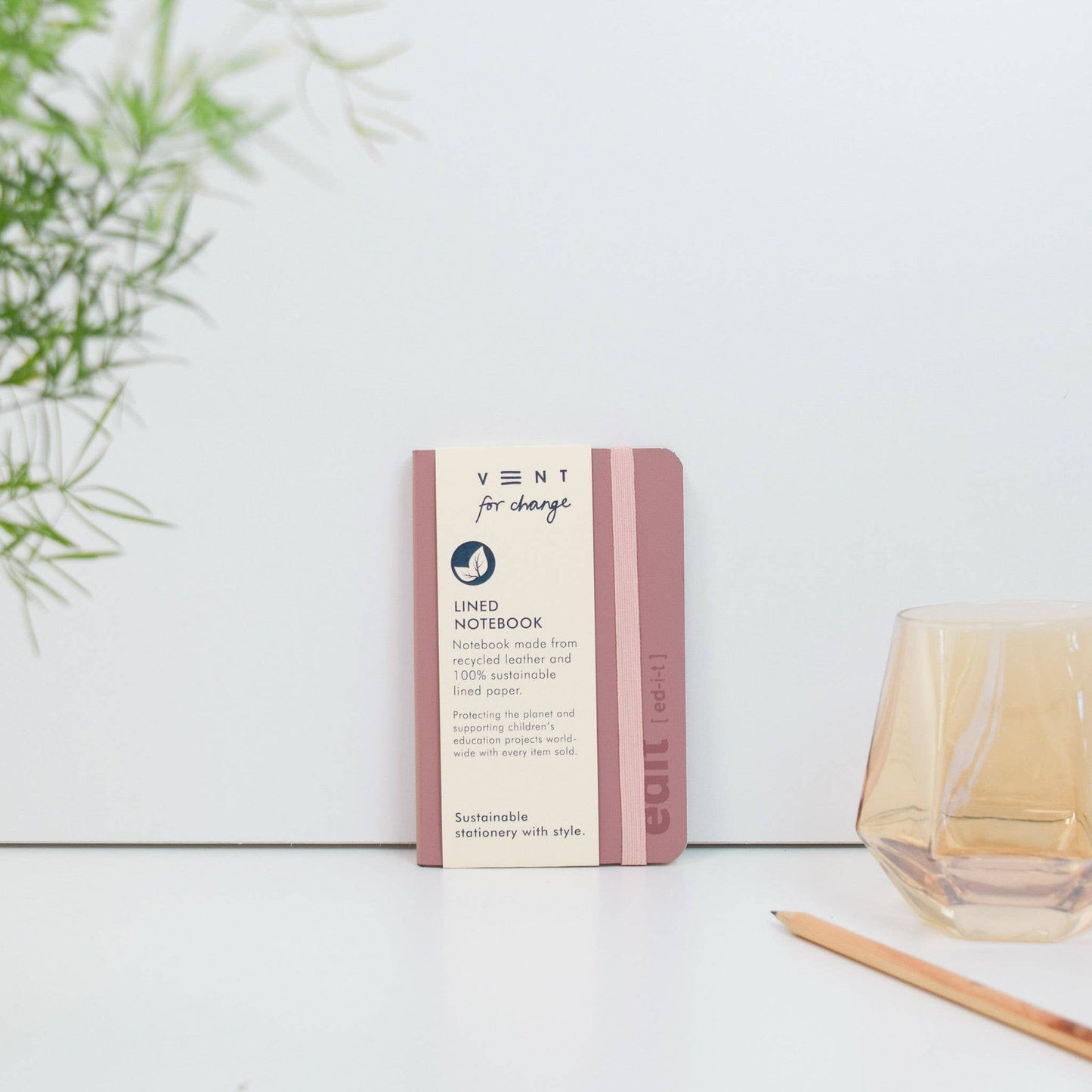 A6 recycled leather notebook - EDIT powder pink
